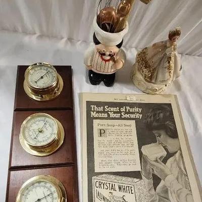 Chef, Wind Up Music Box Lady, & Display Sign