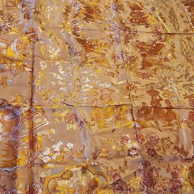 Large Vintage Silk Lampas Madame Fabric 