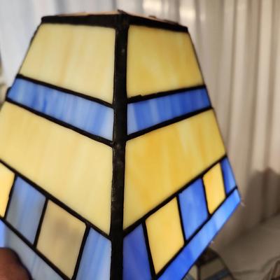 Stained Glass Set Of Three Light Blue Lamp Shades