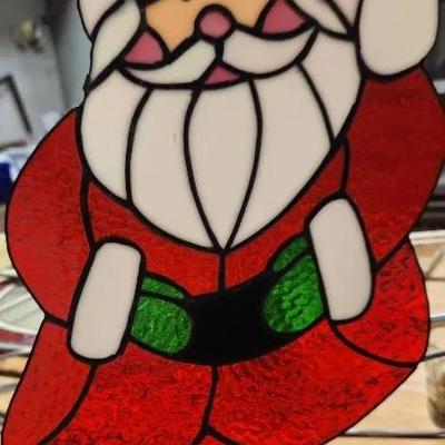 Stained Glass Hanging Santa Claus 