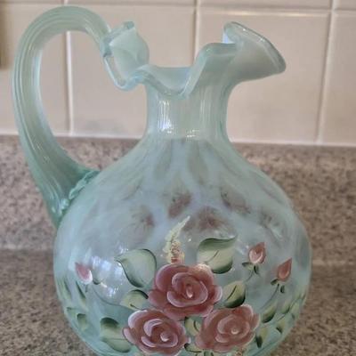 Fenton Aqua Opalescent Diamond Optic Cruet