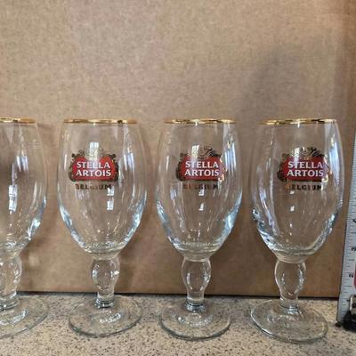 Set Of 4 Stella Artois Beer Glasses