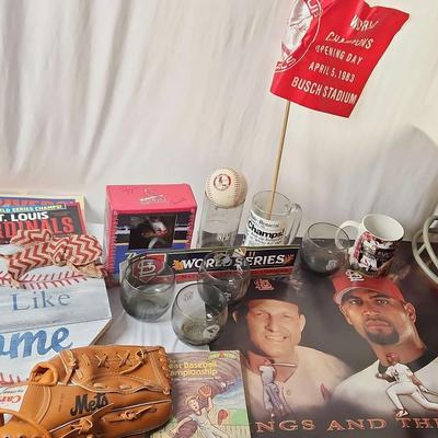 Cardinals Baseball Collectible Items, Glasses, Beer Mugs, Opening Day Flag, World Series 