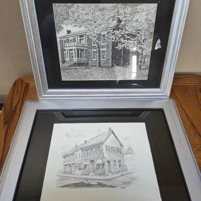 Home Decor Art Lot 2 Pencil Drawings