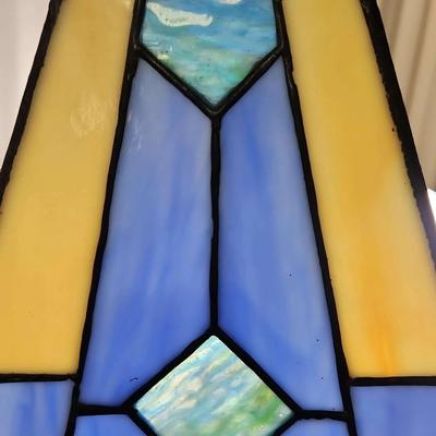 Stained Glass Lamp Shades Blue Beige Trio