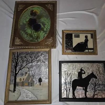 Vintage Reverse Painting on Foil Art