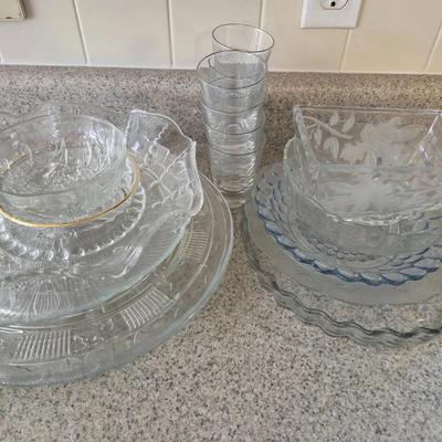 Decorative Glass Serving Platters, Bowls And Cups