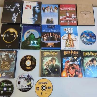 DVD Movie Lot 24 Series, Heros, Harry Potter, Iceland Age, E.T.,  Playstation 2 Madden, Tony Hawk