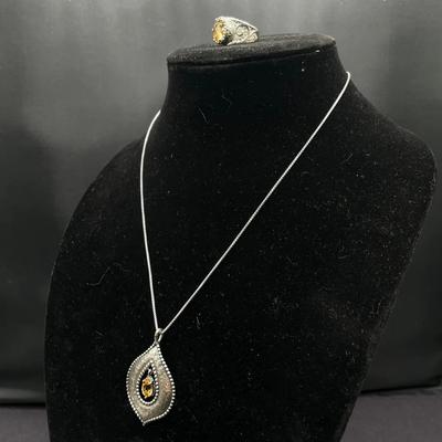 Citrine & Sterling Necklace & Ring