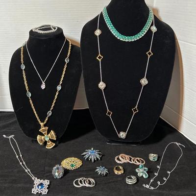 Blue And Green Themed Costume Jewelry 