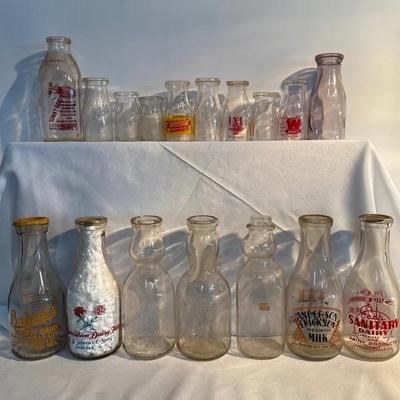 Collection Of Vintage Milk Bottles