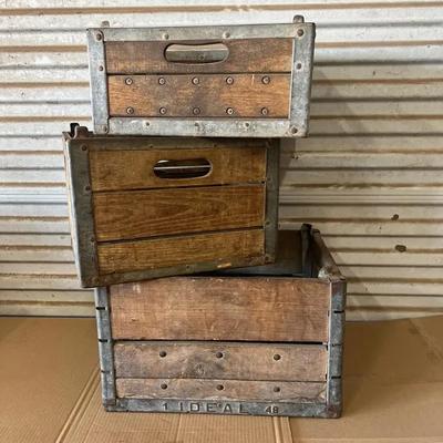 3 Vintage Milk Bottle Crates
