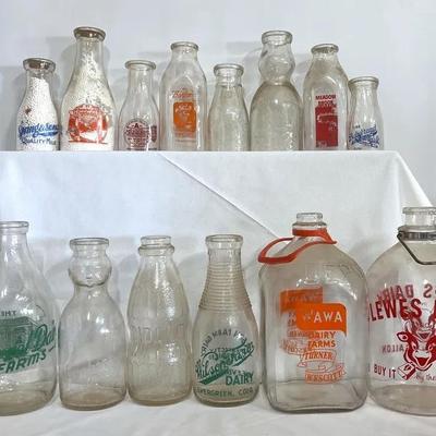 Collection of Vintage Milk Bottles