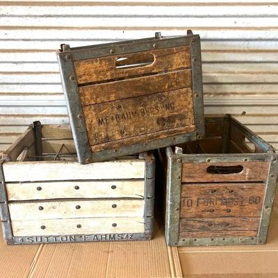 Milk Bottle Crates Wooden Vintage 