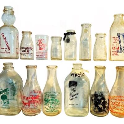 Collection Of Vintage Milk Bottles