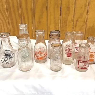 Collection of Vintage Milk Bottles 