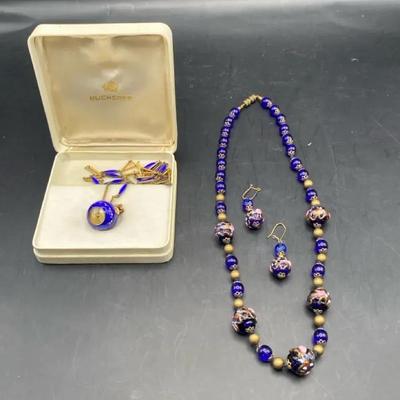 Vintage Italian Glass Jewelry And Bucherer Necklace Timepiece