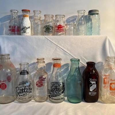 Collection Of Vintage Milk Bottles