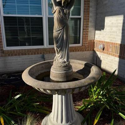 Large Birdbath With Greek maiden Statue