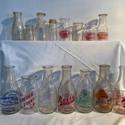 Collection Of Vintage Milk Bottles