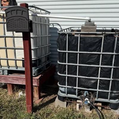 Two Rainwater Totes IBC Tanks (approximately 275 gallons)