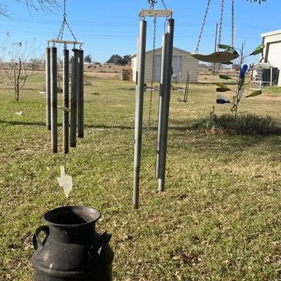  Milk Can, Two Windchimes, Birdfeeder