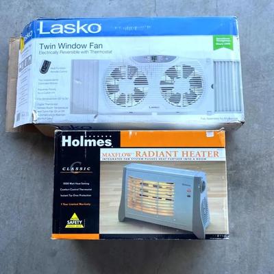 Lasko Twin Window Fan And Holmes Maxflow Radiant Heater