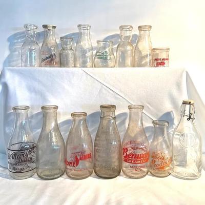 Collection Of Vintage Milk Bottles