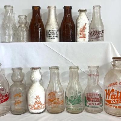 Collection of Vintage Milk Bottles