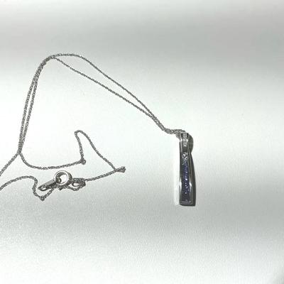 10kt White Gold Diamond And Tanzanite Necklace With Pendant 