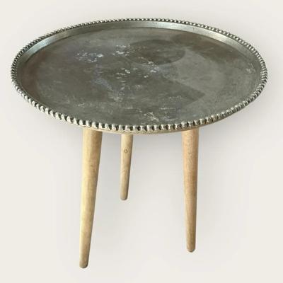 Beaded Edge 3 Leg Metal Top Table 