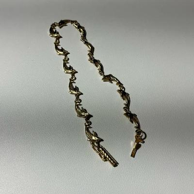 14kt Gold Dolphin Motif Bracelet 7” (3.2g)