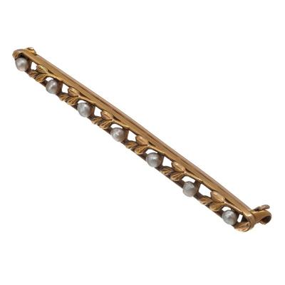 Sale Photo Thumbnail #467: Edwardian Pearl, 10k Bar Pin, Hayden W. Wheeler & Co.