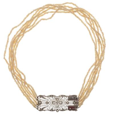 Sale Photo Thumbnail #464: Edwardian Diamond, Seed Pearl, 14k Necklace