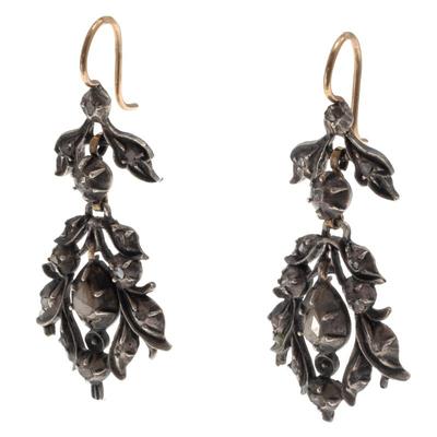 Sale Photo Thumbnail #361: Pair of Diamond, 14k, Silver Earrings