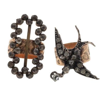 Sale Photo Thumbnail #43: Two Cut Steel, Silver, 10k Yellow Gold Rings