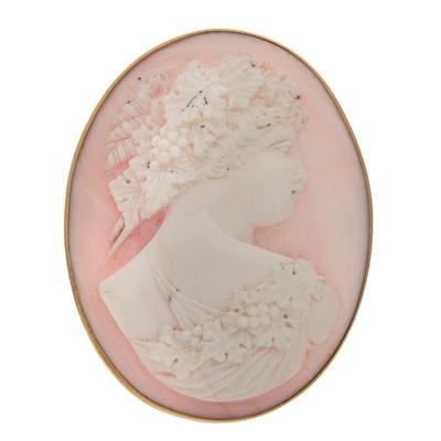 Sale Photo Thumbnail #161: Conch Shell Cameo, 14k Yellow Gold Pin