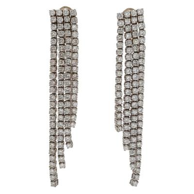 Sale Photo Thumbnail #565: Pair of Diamond, Platinum, 14k Fringe Earrings