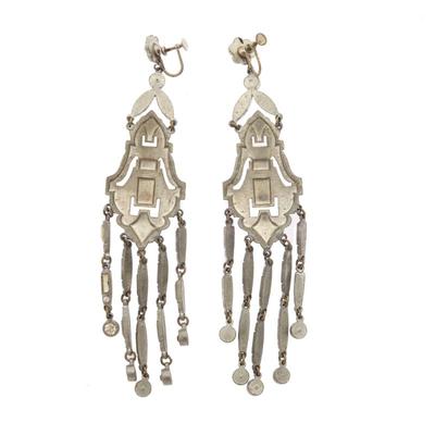 Sale Photo Thumbnail #604: Pair of Art Deco Rhinestone Chandelier Ear Clips