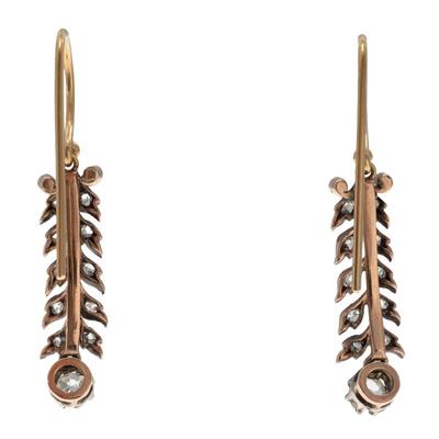 Sale Photo Thumbnail #317: Pair of Diamond, 18k, Silver Earrings