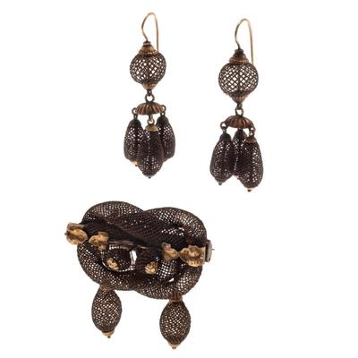 Sale Photo Thumbnail #204: Victorian Hairwork, 14k Jewelry Suite