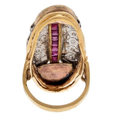 Sale Photo Thumbnail #14: Art Deco Style Diamond, Ruby, 18k, Platinum Ring