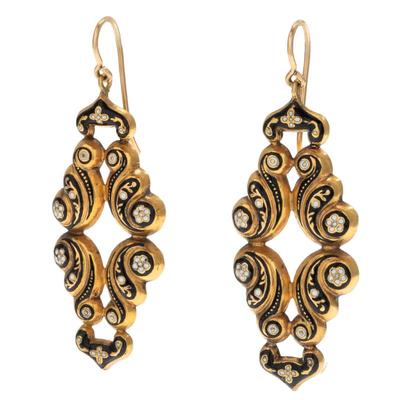 Sale Photo Thumbnail #289: Pair of Victorian Enamel, 14k Yellow Gold Earrings
