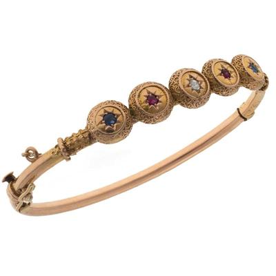 Sale Photo Thumbnail #276: Victorian Diamond, Ruby, Sapphire, 14k Bracelet