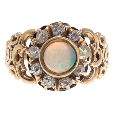 Sale Photo Thumbnail #101: Victorian Opal, Diamond, 14k Yellow Gold Ring