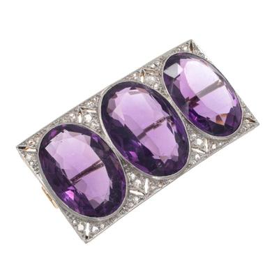 Sale Photo Thumbnail #533: Art Deco Amethyst, Diamond, 14k Pin