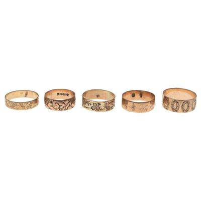 Sale Photo Thumbnail #430: Collection of Five Antique Wedding Bands