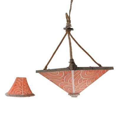 Sale Photo Thumbnail #639: Pierre D’Avesn Art Deco Plafonnier and Shade