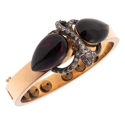 Sale Photo Thumbnail #352: French Garnet, Diamond, Ruby, 18k, Silver 'Snake' Bracelet