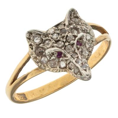 Sale Photo Thumbnail #265: Diamond, Ruby, Silver, 9k Fox Ring